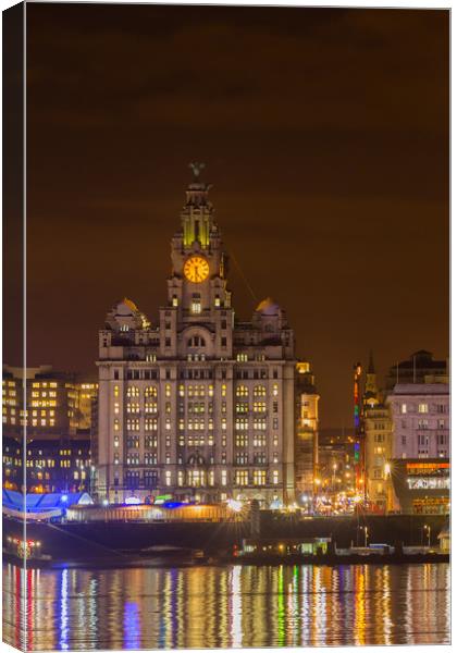 Liver building by night Canvas Print by Rob Lester