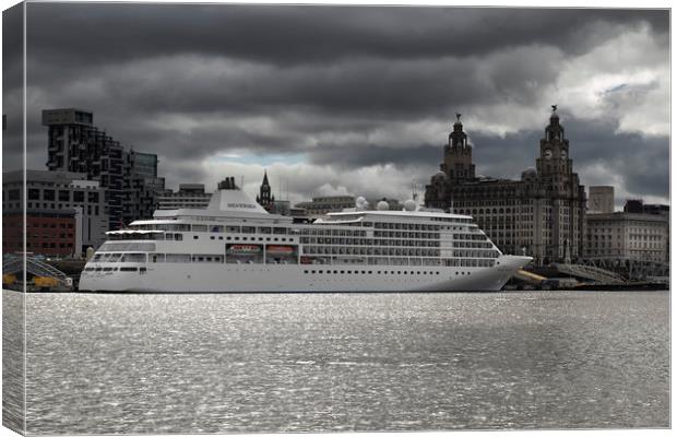 Silver Whisper`s Liverpool visit Canvas Print by Rob Lester