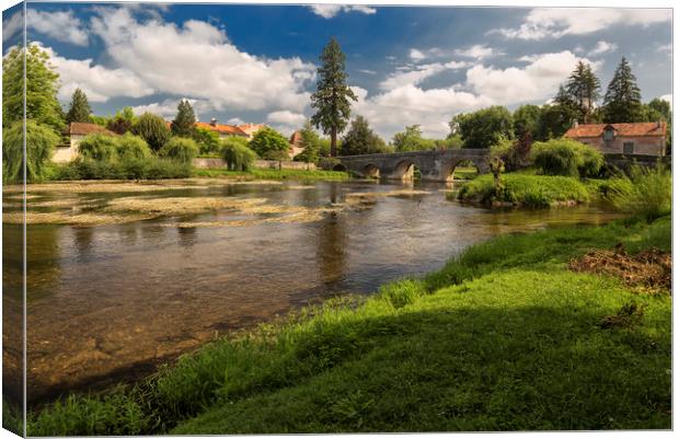 Bourdeilles on the R.Dronne  in the Dordogne  Canvas Print by Rob Lester