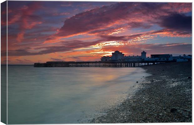 Pier Filtered Sunset Canvas Print by Paul Gordon