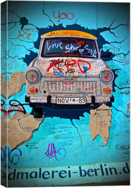 Artwork Street Art Berlin Wall Germany Canvas Print by Andy Evans Photos