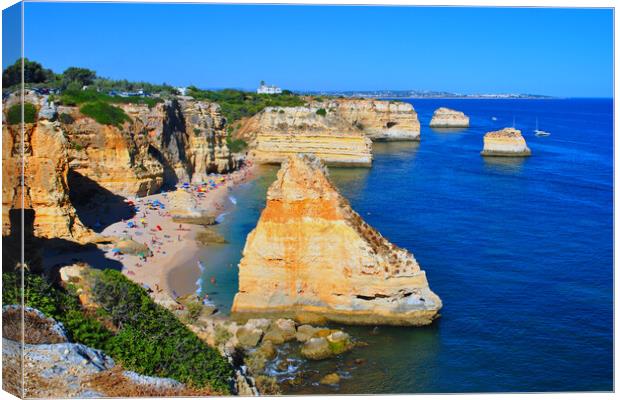 Praia da Marinha Beach The Algarve Portugal Canvas Print by Andy Evans Photos