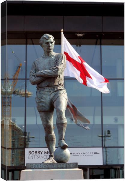 Bobby Moore Statue England Flag Wembley Stadium Canvas Print by Andy Evans Photos