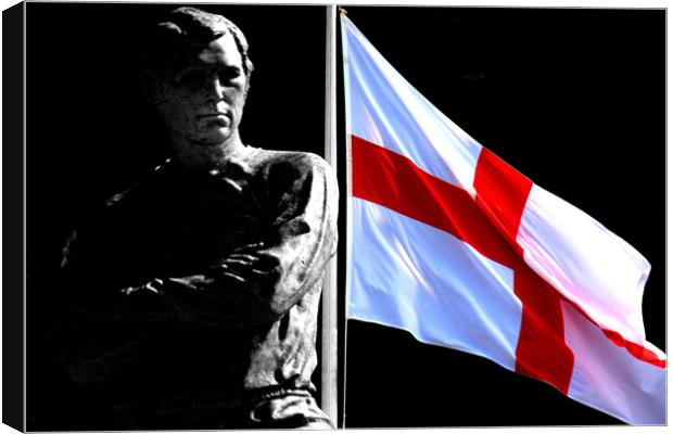 Bobby Moore Statue England Flag Wembley Stadium Canvas Print by Andy Evans Photos