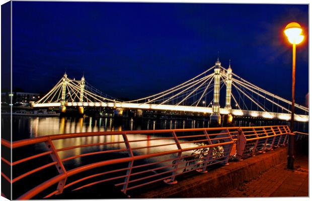 Albert Bridge River Thames London England Canvas Print by Andy Evans Photos