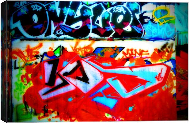 Graffiti Street Art The Undercroft Southbank Skate Park London Canvas Print by Andy Evans Photos