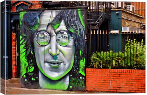 John Lennon Mural Street Art in Camden Town London England Canvas Print by Andy Evans Photos