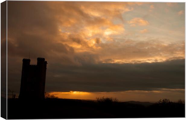 Broadway Tower Sunset Cotswolds Worcestershire Canvas Print by Andy Evans Photos