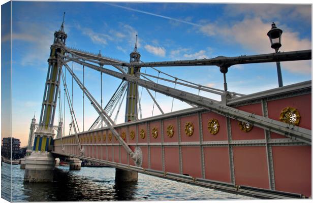 Albert Bridge Chelsea and Battersea London UK Canvas Print by Andy Evans Photos