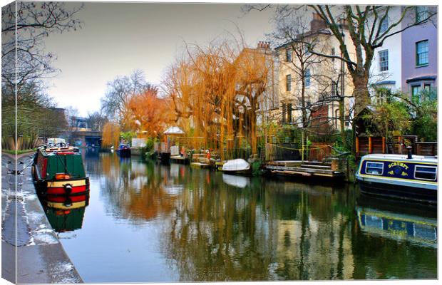 Narrow Boats Regent's Canal Camden London UK Canvas Print by Andy Evans Photos