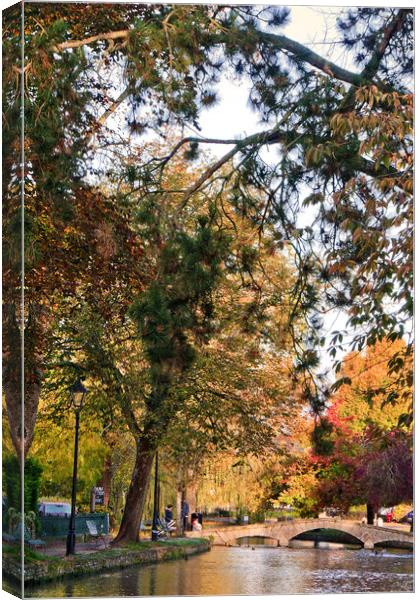 Bourton on the Water Autumn Trees Cotswolds UK Canvas Print by Andy Evans Photos