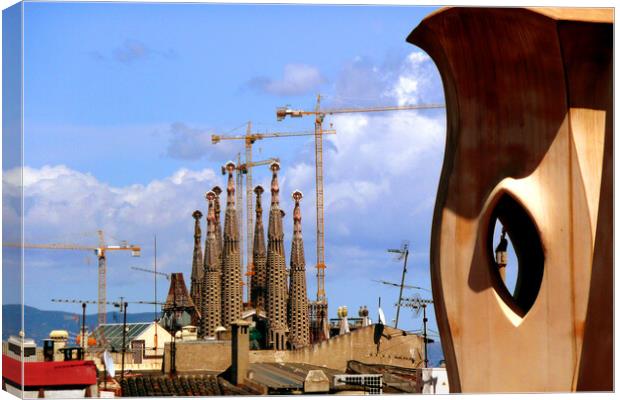 Casa Mila Sagrada Familia Barcelona Spain Canvas Print by Andy Evans Photos