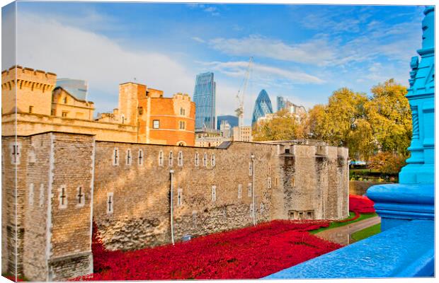 Tower of London Red Poppies England UK Canvas Print by Andy Evans Photos
