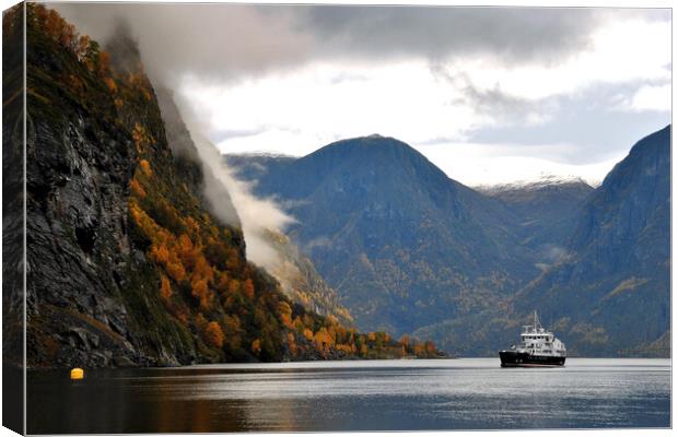 Aurlandsfjord Flam Norwegian Fjord Norway Canvas Print by Andy Evans Photos