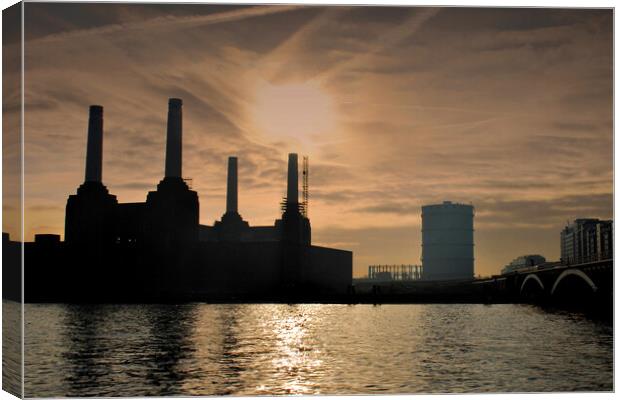 Iconic Silhouette of Battersea Power Station Canvas Print by Andy Evans Photos