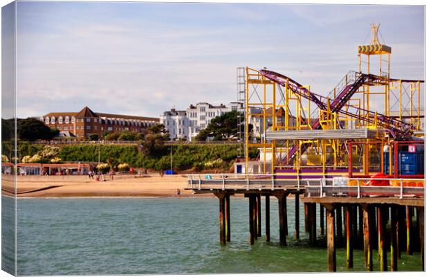 Clacton On Sea Pier And Beach Essex UK Canvas Print by Andy Evans Photos