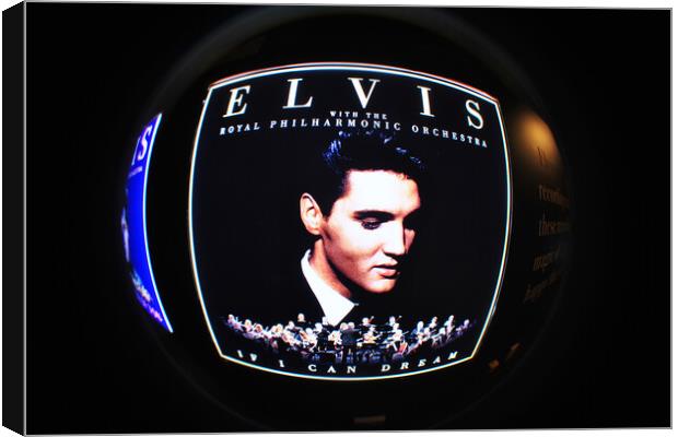 Elvis Presley on Tour The Exhibition at The O2 Arena in London E Canvas Print by Andy Evans Photos
