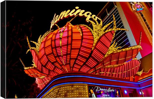 Flamingo Las Vegas Hotel Neon Lights America Canvas Print by Andy Evans Photos