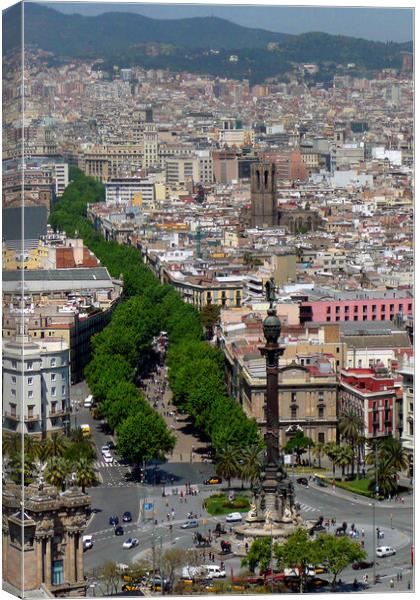 Barcelona Las Ramblas Catalonia Spain Canvas Print by Andy Evans Photos