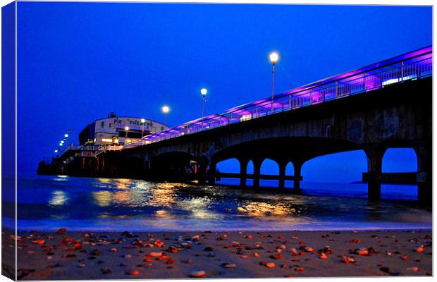 Bournemouth Pier at Night Time, Dorset. Canvas Print by Andy Evans Photos