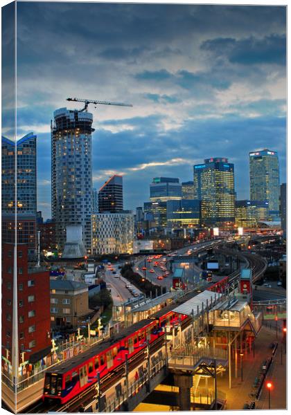 Canary Wharf skyscrapers London Docklands Canvas Print by Andy Evans Photos