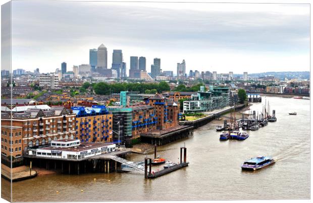 London Skyline Canary Wharf River Thames Canvas Print by Andy Evans Photos