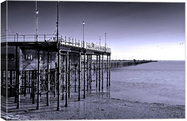 Southend on Sea Pier and Beach in Essex Canvas Print by Andy Evans Photos