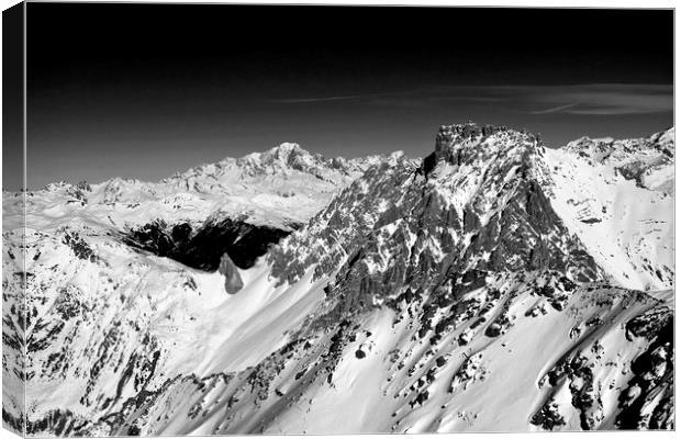 Mont Blanc Mont Vallon Meribel Mottaret France Canvas Print by Andy Evans Photos