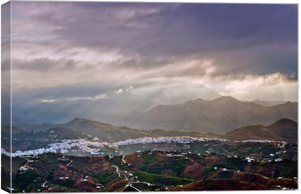 Majestic Moorish Village Amidst Stormy Mountains Canvas Print by Andy Evans Photos