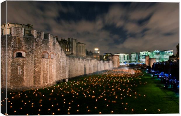 Tower Of London Torch Lit Candles Lanterns Canvas Print by Andy Evans Photos