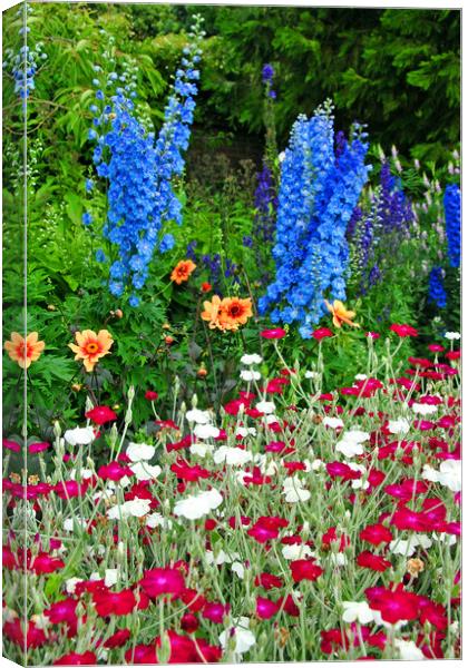 Blue Delphiniums Summer Flowers Canvas Print by Andy Evans Photos