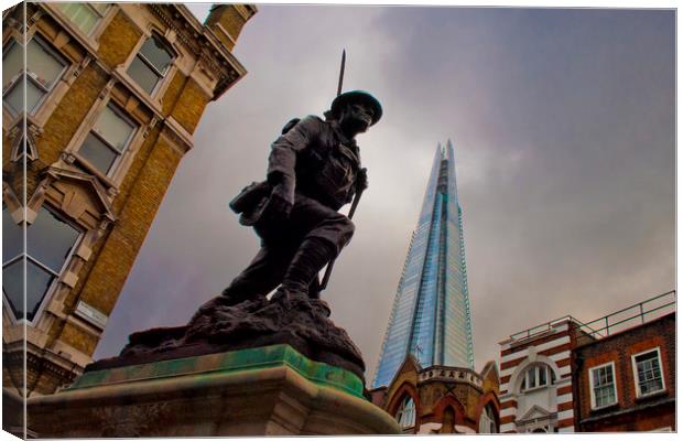 St Saviours War Memorial and The Shard Canvas Print by Andy Evans Photos