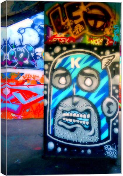 Southbank Skate Park Graffiti Street Art London Canvas Print by Andy Evans Photos