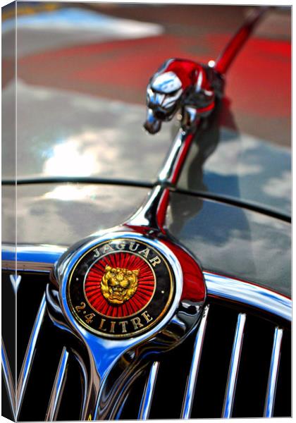 Jaguar Classic Car Leaper Bonnet Hood Ornament Canvas Print by Andy Evans Photos