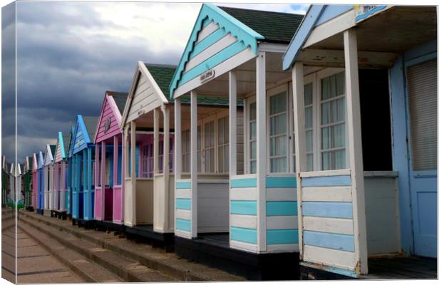 Charming Beach Huts with a View Canvas Print by Andy Evans Photos