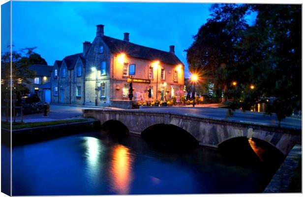 A Night to Remember in Bourton-on-the-Water Canvas Print by Andy Evans Photos