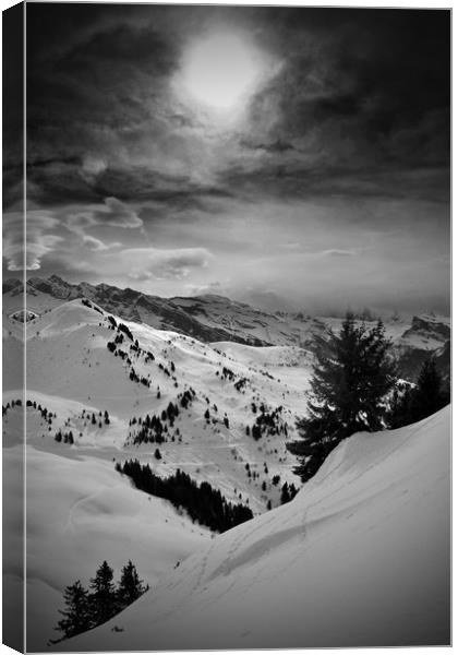 Majestic Winter Wonderland in French Alps Canvas Print by Andy Evans Photos