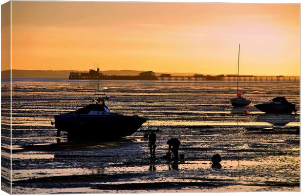Thorpe Bay Sunset Southend on Sea Essex Canvas Print by Andy Evans Photos