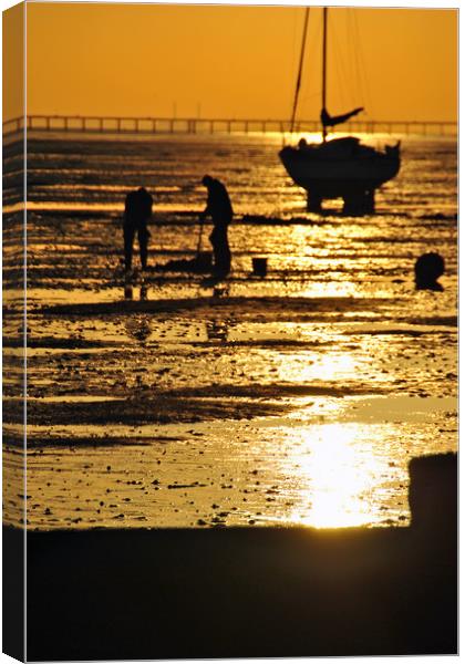 Thorpe Bay Sunset Southend on Sea Essex Canvas Print by Andy Evans Photos