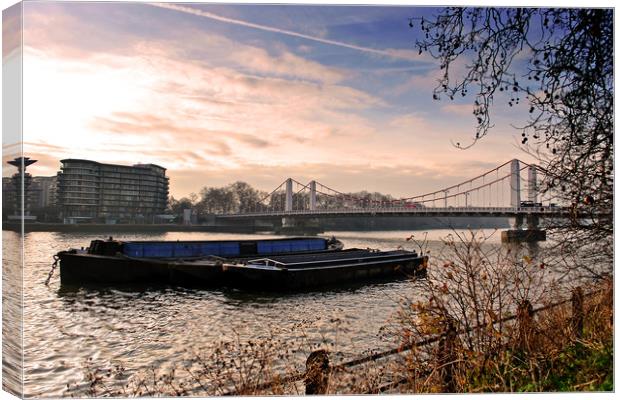 Chelsea Bridge River Thames London Canvas Print by Andy Evans Photos