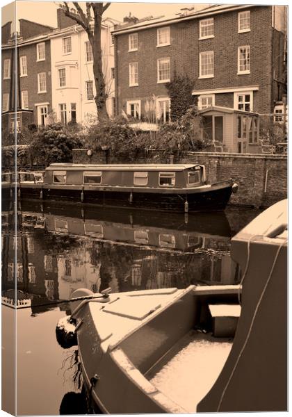 Narrow Boats Regent's Canal Camden London Canvas Print by Andy Evans Photos