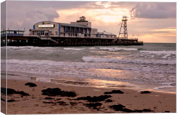 Bournemouth Pier And Beach Dorset England Canvas Print by Andy Evans Photos