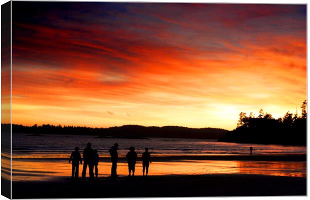 Sunset Long Beach Tofino Vancouver Island Canada Canvas Print by Andy Evans Photos