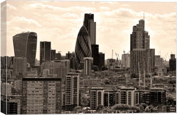 London Skyscrapers Rise Above Urban Landscape Canvas Print by Andy Evans Photos