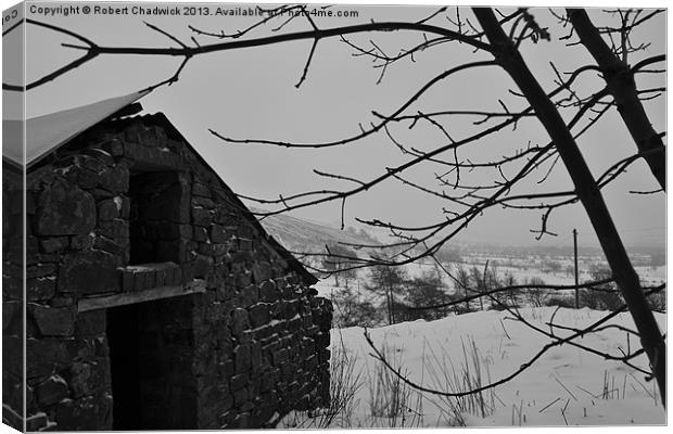 barn in the snow Canvas Print by Robert Chadwick