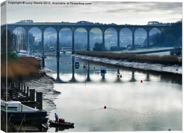 Christmas at Calstock viaduct Canvas Print by Lucy Steele