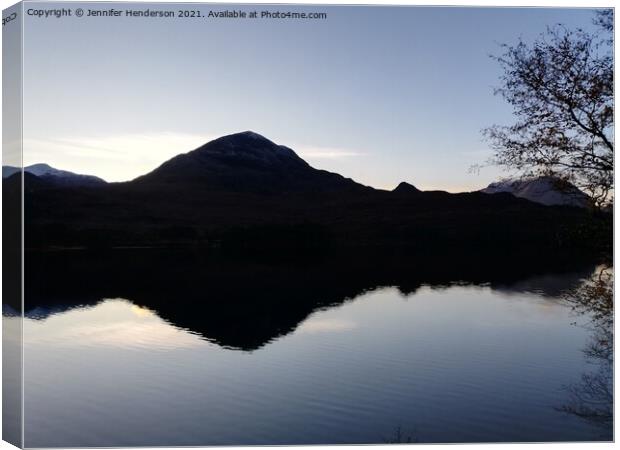 Sgurr Dubh reflected in Loch Coulin Canvas Print by Jennifer Henderson