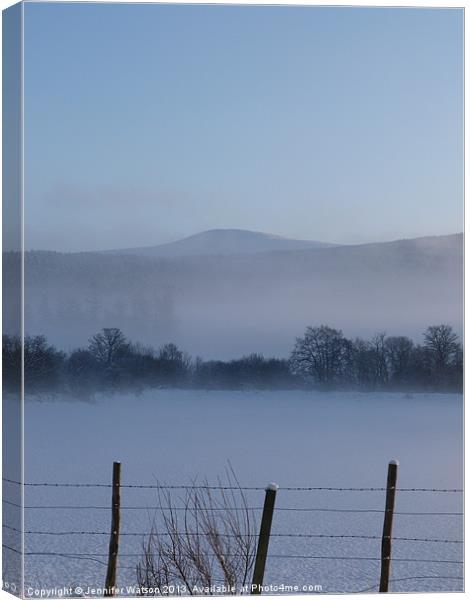 Snowy Fenceposts Canvas Print by Jennifer Henderson