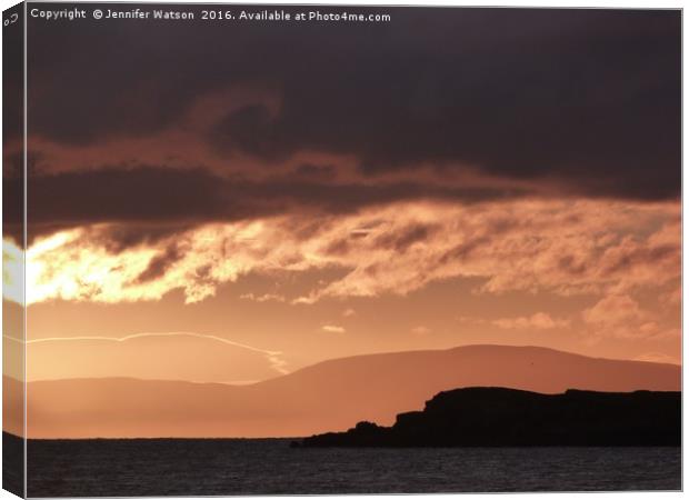 Sunset over Skye and Longa Canvas Print by Jennifer Henderson