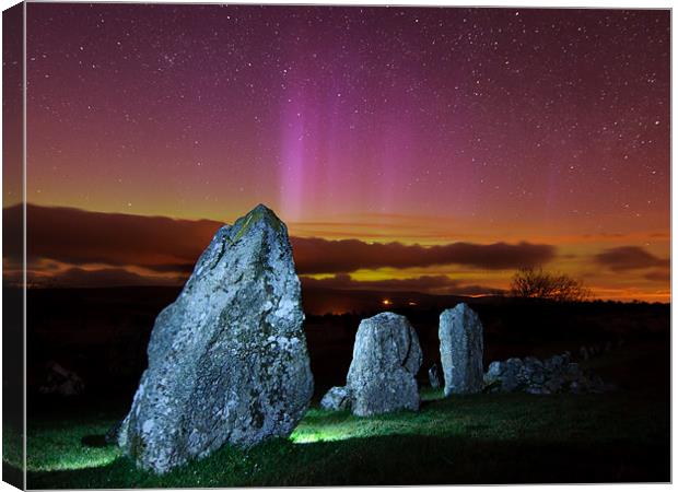 Aurora over Standing Stones Canvas Print by Paul Martin